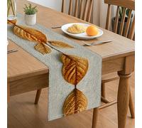 Camino de mesa de hojas de otoño, hojas rústicas vintage, decoración de la naturaleza para otoño, hogar, cenas familiares, reuniones de vacaciones, 33 x 183 cm