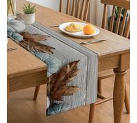 Camino de mesa de hojas rústicas, diseño floral azul vintage, decoración de cocina, comedor, para el hogar, reuniones familiares, celebraciones de vacaciones, 33 x 183 cm
