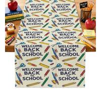 Camino de mesa de lápiz, educativo, divertido, tijeras, crayón, vuelta al campus, tela amarilla, lavable, camino de mesa de comedor para el hogar, cocina, habitación, decoración de vacaciones, 13 x 90