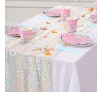 Camino de Mesa de Lentejuelas Iridiscente champán 25 x 120 Pulgadas, Elegante Camino de Mesa para Boda, Fiesta de cumpleaños, Ceremonia