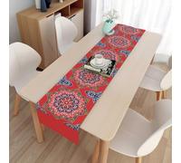 Camino de mesa de lino y algodón de alta calidad para mesa de comedor, mesa de café, mueble de TV, 33 x 150 cm, color rojo, camino decorativo para vacaciones, reutilizable, respetuoso con el medio
