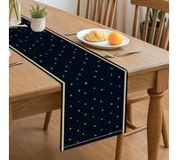 Camino de mesa de lunares azul marino, elegante patrón de puntos vintage para decoración de comedor de otoño y reuniones de vacaciones, 33 x 183 cm