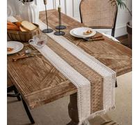 Camino de Mesa de Macramé Boho Con Borlas y Flecos - 30 x 120 cm - Decorativo para Boda y Mesa de Comedor