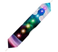 Camino de mesa de meditación espacial con chakras brillantes, accesorios de mesa de comedor, cocina, decoración de fiesta de cumpleaños, Navidad, 178 x 33 cm