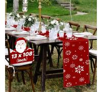 Camino de mesa de Navidad, impermeable, tela no tejida, impreso, antideformación, reutilizable, copo de nieve, decoración de mesa de Navidad, ideal para interiores y exteriores, hogar, fiesta, cena,