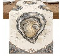 Camino de mesa de ostras artístico clásico, elegante decoración náutica para el hogar comedor y reuniones de día festivo, 13 x 72 pulgadas