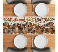 Camino de mesa de otoño Catahoulas con diseño de leopardo de 36 pulgadas para sala de estar, cachorro apilado de otoño, camino de mesa de lino corto para comedor, diseño de hojas de arce, decoración
