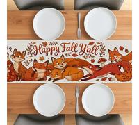 Camino de mesa de otoño de 60 pulgadas para sala de estar, diseño de dibujos animados de otoño, aves de corral apiladas, extraño, pequeño, corto, lino, comedor, decoración para el hogar, cocina
