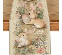 Camino De Mesa De Pascua Conejo,Bandera Mesa Pascua, Mantel Central De Pascua Rectangular, para Decoración De Cocina De Primavera, Decoración De Fiestas,33x183cm (Grey)