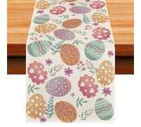 Camino de Mesa de Pascua Huevos, Huevos de Pascua Mantel, 33 x 183cm Mantel de Pascua Mantel de Feliz, Camino de Mesa Primavera, para Decoración de Mesa de Cocina de Primavera, Decoración de Fiestas