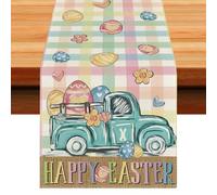 Camino de Mesa de Pascua Huevos, Huevos de Pascua Mantel de Camión, 33 x 183cm Mantel de Pascua Mantel de Feliz, Camino de Mesa Primavera, para Decoración Mesa de Cocina Primavera, Fiestas Decoración