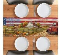Camino de mesa de perro Cavachon de otoño de 13 x 36 pulgadas para sala de estar, camino de mesa de lino corto para comedor, decoración de cosecha campestre para casa, cocina, fiesta