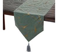Camino de Mesa de Poliester en Verde y Dorado 30x1x180 cm