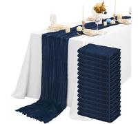 Camino de mesa de queso, 15 unidades, color azul marino, tela de gasa azul oscuro, mantel de tul translúcido, 55 x 300 cm, azul marino, rústico, mantel bohemio para bodas, fiestas de novia, decoración