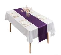Camino de mesa de satén suave para bodas y banquetes, diseñado para elevar la decoración de la mesa (morado oscuro)
