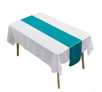 Camino de mesa de satén suave y liso para bodas, mejora la decoración de banquetes (verde pavo real)