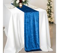 Camino de mesa de terciopelo aplastado azul real para fiestas y eventos, decoración de mesa larga de lujo, 33 x 274 cm, 1 unidad, boda, primavera, Navidad, decoración de comedor en casa