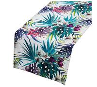 Camino de Mesa de Terciopelo Estampado con Flores y Múltiples Colores 33x180cm