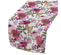 Camino de Mesa de Terciopelo Estampado con Flores y Múltiples Colores 33x180cm