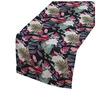 Camino de Mesa de Terciopelo Estampado con Flores y Múltiples Colores 33x180cm