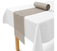 Camino de mesa de vellón no tejido taupe [30cm x 25m] - Banda de mesa desechable como elegante camino de mesa decoración de mesa para boda, comunión, bautizo, cumpleaños, Navidad y fiestas de mesa de