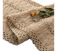 Camino De Mesa De Yute Camino de Mesa pequeño arpillera, macramé, Primavera, Pascua, Yute, Estilo Vintage, Granja, Centro for Comedor para DecoracióN del Hogar(30x183cm)