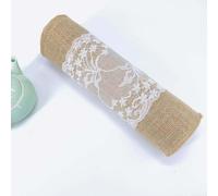 Camino de mesa de yute natural para decoración rústica de bodas, fiestas, festivales, decoración de mesa textil de lino en un plano sólido y elegante, 30 x 275 cm (30 x 108 cm)
