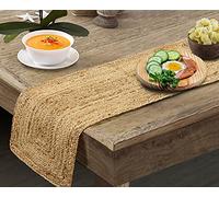 Camino de mesa de yute natural tejido a mano, estilo rústico, ecológico, para mesa de comedor, bodas y eventos, tamaño: 13 x 36 pulgadas, yute natural recto.