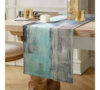 Camino de Mesa Decoración Mesa Vintage Verde Azulado Camino de Mesa de Doble Capa de Lino Paño Decorativo Grueso Azul Turquesa Gris para Boda Fiestas Eventos Decoración 40 cm x 140 cm
