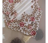 Camino de mesa decorativo con encaje floral - Comedor de gasa de poliéster decorativo para mesa de banquete translúcido boda o hogar bordado (40 x 150 cm, 40 x 196 cm, 40 x 246 cm) (4#)