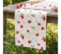 Camino de Mesa Decorativo de Fresas 40x100 Camino de Mesa Boho Vintage Estilo casa de Campo Mantel Corto para Rustico Boda Fiesta Hogar de Comedor Decoración Cocinas Table Postres
