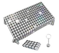 Camino de Mesa Disco Plateado 3 Piezas - Decoración Disco Años 80 para Fiesta, Boda y Cumpleaños - Camino de Mesa Glitter con Disco Kugel Schlüsselanhänger para Noche y Fiesta