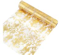 Camino de Mesa Dorado, 28 cm x 10 m Camino de Mesa Oro Camino de Mesa Brillante Camino de Mesa Elegante para Fiesta Boda Cumpleaños Festival