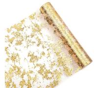 Camino de Mesa Dorado,Cinta de Mesa Oro Brillante, Camino de Mesa Navidad Metálico Dorado de Papel de Aluminio Dorado,con Cintas Camino de Mesa Dorado (28CM * 3000CM Oro)