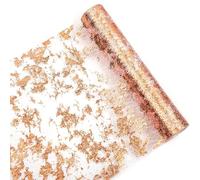 Camino de Mesa Dorado,Cinta de Mesa Oro Brillante, Camino de Mesa Navidad Metálico Dorado de Papel de Aluminio Dorado,con Cintas Camino de Mesa Dorado (28*2,75 M Oro Rosa)