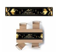 Camino de Mesa Eid, Camino de Mesa Eid Oro Blanco con Patrón Estrellas Lunares, Decoraciones Eid Mubarak Camino Mesa para Decoraciones de Mesa Ramadán, Decoración Umrah Mubarak, Decor Eid (180*35 cm)