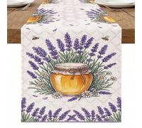Camino de mesa en tarro de miel de lavanda, estilo clásico, floral, decoración de comedor para el hogar, reuniones familiares, suministros de fiesta de primavera, 13 x 108 pulgadas