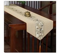 Camino de mesa Estilo chino que interpreta la estética oriental, destacando la belleza de China, la primera opción for la decoración del hogar.(Beige,33x180cm/13.0x70.9in)