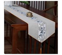 Camino de mesa Estilo chino que interpreta la estética oriental, destacando la belleza de China, la primera opción for la decoración del hogar.(Light gray,33x80cm/13.0x31.5in)