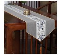 Camino de mesa Estilo chino que interpreta la estética oriental, destacando la belleza de China, la primera opción for la decoración del hogar.(Grey,33x240cm/13.0x94.5in)