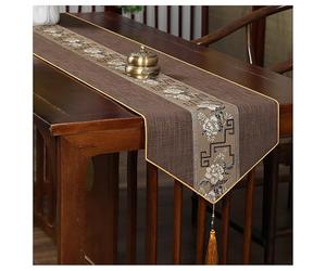Camino de mesa Estilo chino que interpreta la estética oriental, destacando la belleza de China, la primera opción for la decoración del hogar.(Brown,33x180cm/13.0x70.9in)