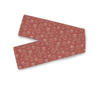 Camino de mesa extralargo rojo y blanco dibujado a mano, elementos navideños, decoración de habitación, fiesta, cocina, vacaciones, interior y exterior, 33 x 178 cm
