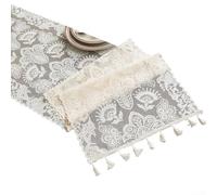 Camino de mesa floral de encaje blanco para bodas, superposición elegante para decoración de mesa elegante (C)