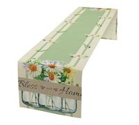 Camino de mesa floral de margaritas, camino de mesa rústico de temporada de primavera para el hogar, cocina, decoración de mesa, comedor, cafetería, fiesta, 13 x 36 pulgadas