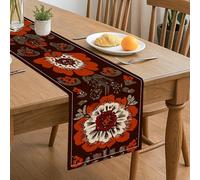 Camino de mesa floral otoñal, flores rústicas vintage, decoración bohemia para cocina, comedor, para el hogar, cenas familiares, reuniones de vacaciones, 33 x 183 cm