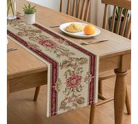 Camino de mesa floral vintage, elegante decoración de comedor de otoño con patrón de rosas para el hogar, reuniones familiares y eventos festivos, 33 x 183 cm