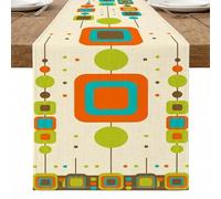 Camino de mesa geométrico, formas retro coloridas, decoración moderna de cocina, comedor, para el hogar, reuniones familiares, 13 x 72 pulgadas