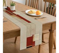 Camino de mesa geométrico, líneas abstractas modernas, rústico, cocina, comedor, decoración para el hogar, reuniones familiares, eventos festivos, 33 x 183 cm