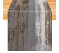Camino de Mesa Gris 33 x 183 cm Caminos de Mesa Pintura de Arte Moderno Camino de Mesa Corto Decoración de Mesa Lavable para Fiestas de Navidad Bodas Vacaciones Decoración de Dumpleaños