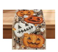 Camino de mesa Halloween 33 x 183 cm, diseño de fantasmas y calabazas, ideal para 6-8 personas, decorativo y reutilizable, perfecto para fiestas